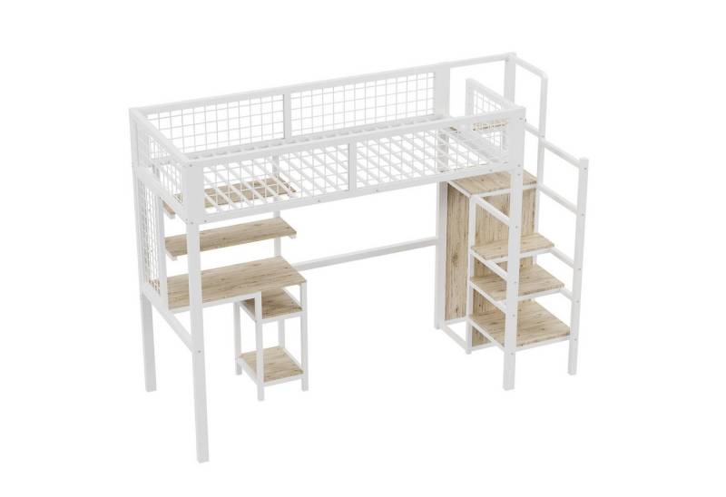 Gotagee Hochbett Kinderbett mit leiter Eisenrahmen Kleiderschrank Computertisch von Gotagee