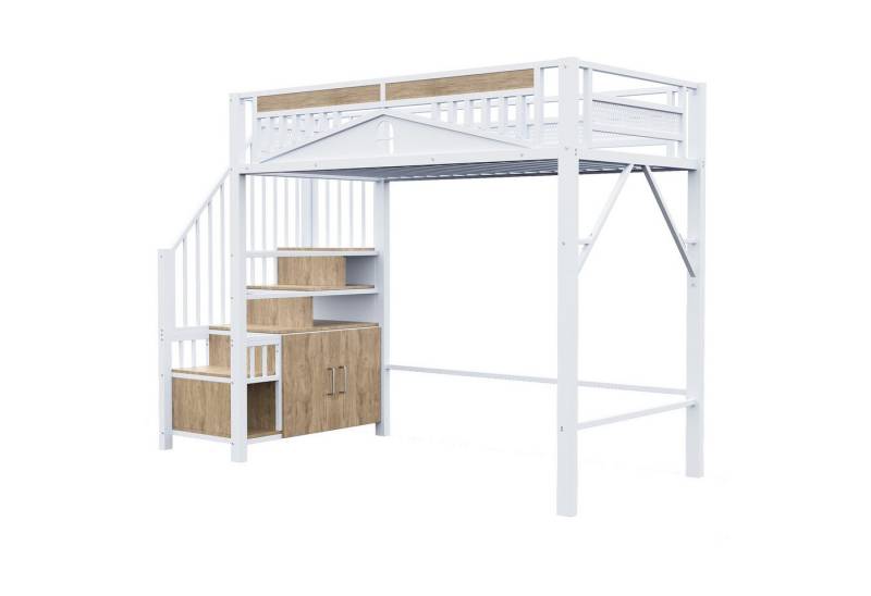 Gotagee Hochbett Metall-Kinderbett 90x200cm Gästebett Jugendbett Eingezäunt Metallbett Gotagee Hochbett Metall-Kinderbett 90x200cm Gästebett Jugendbett Eingezäunt Metallbett von Gotagee