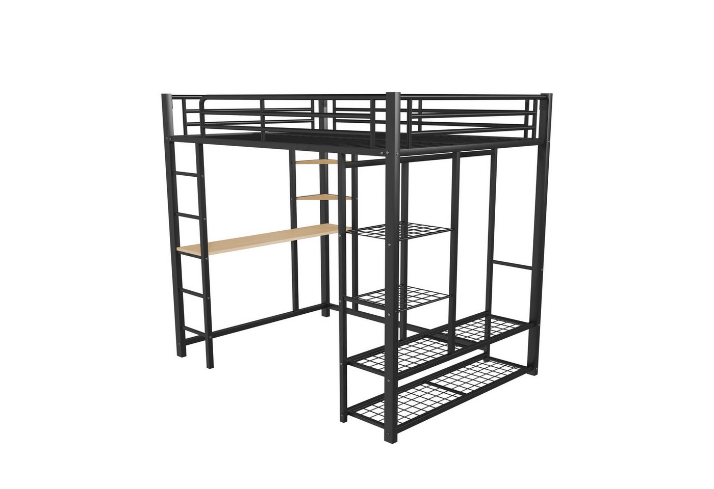 Gotagee Hochbett Metallbett Einzelbett Kinderbett mit Tisch einfachen Kleiderbügeln Gotagee Hochbett Metallbett Einzelbett Kinderbett mit Tisch einfachen Kleiderbügeln von Gotagee