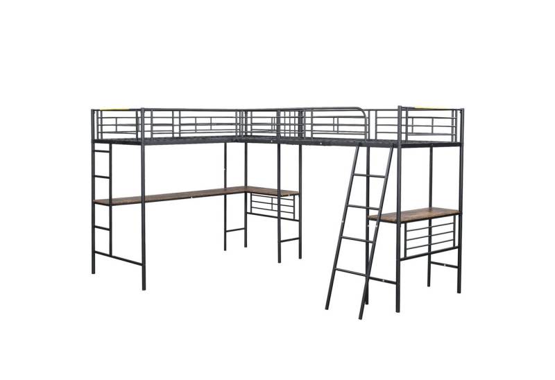 Gotagee Hochbett zwei Etagenbetten Tisch Jugendbett Doppelbett Metallbett 90x200 cm von Gotagee