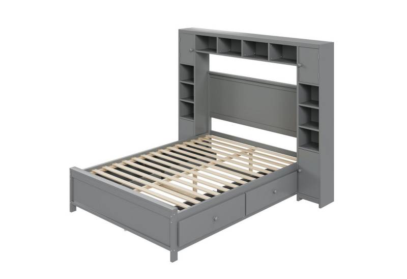 Gotagee Holzbett Bettgestell mit Stauraum mit Schubladen und Stauschrank Doppelbett von Gotagee