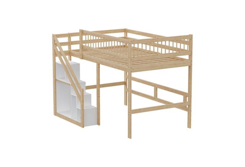 Gotagee Holzbett Massivholzbett mit Stauschrank Kinderbett 140x200cm Bettgestell modern von Gotagee