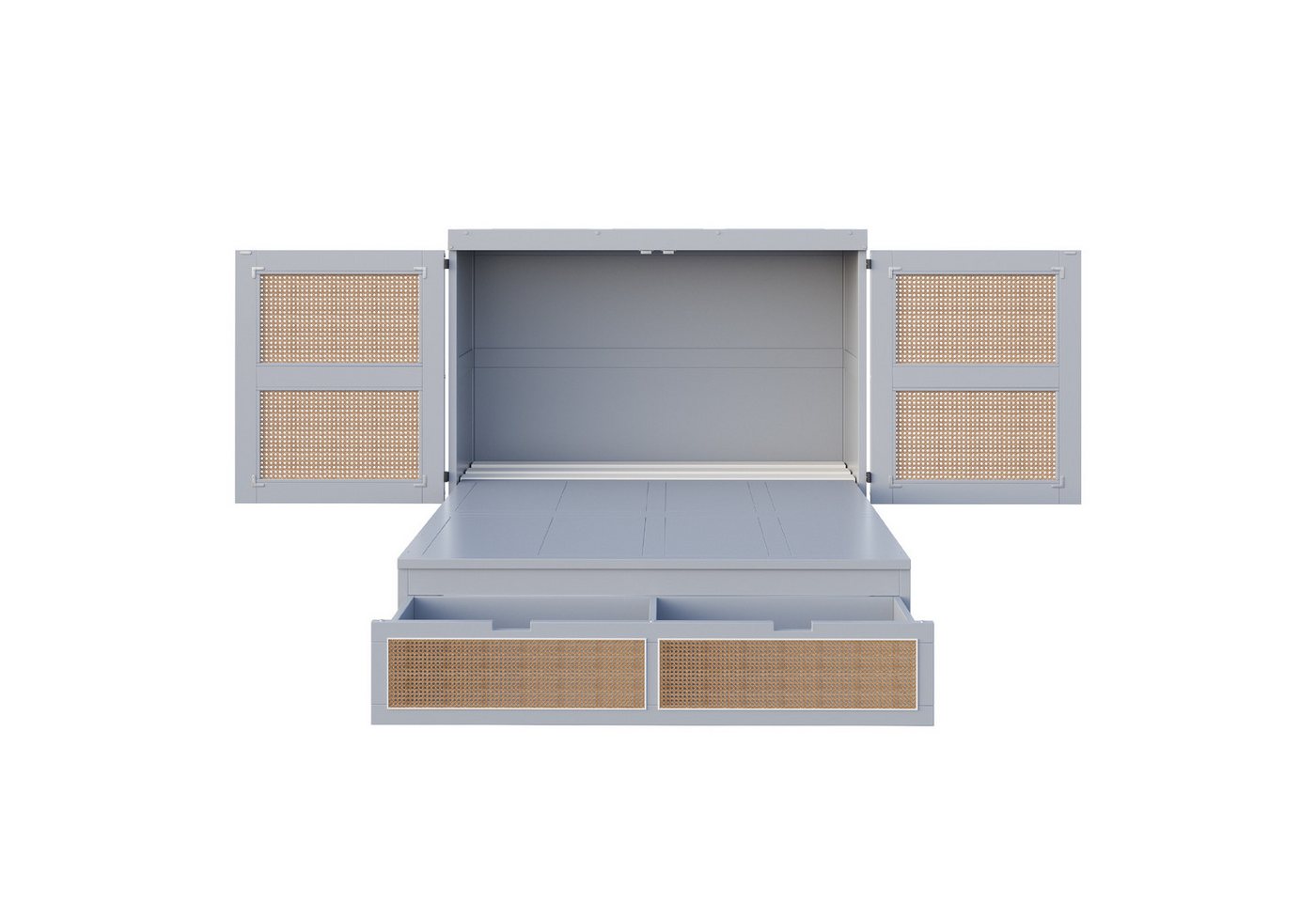 Gotagee Holzbett Wandbett 140x200cm mit Lattenrost, vertikales Schrankbett mit Stauraum, mit Rattan-Design. Gotagee Holzbett Wandbett 140x200cm mit Lattenrost, vertikales Schrankbett mit Stauraum, mit Rattan-Design. von Gotagee