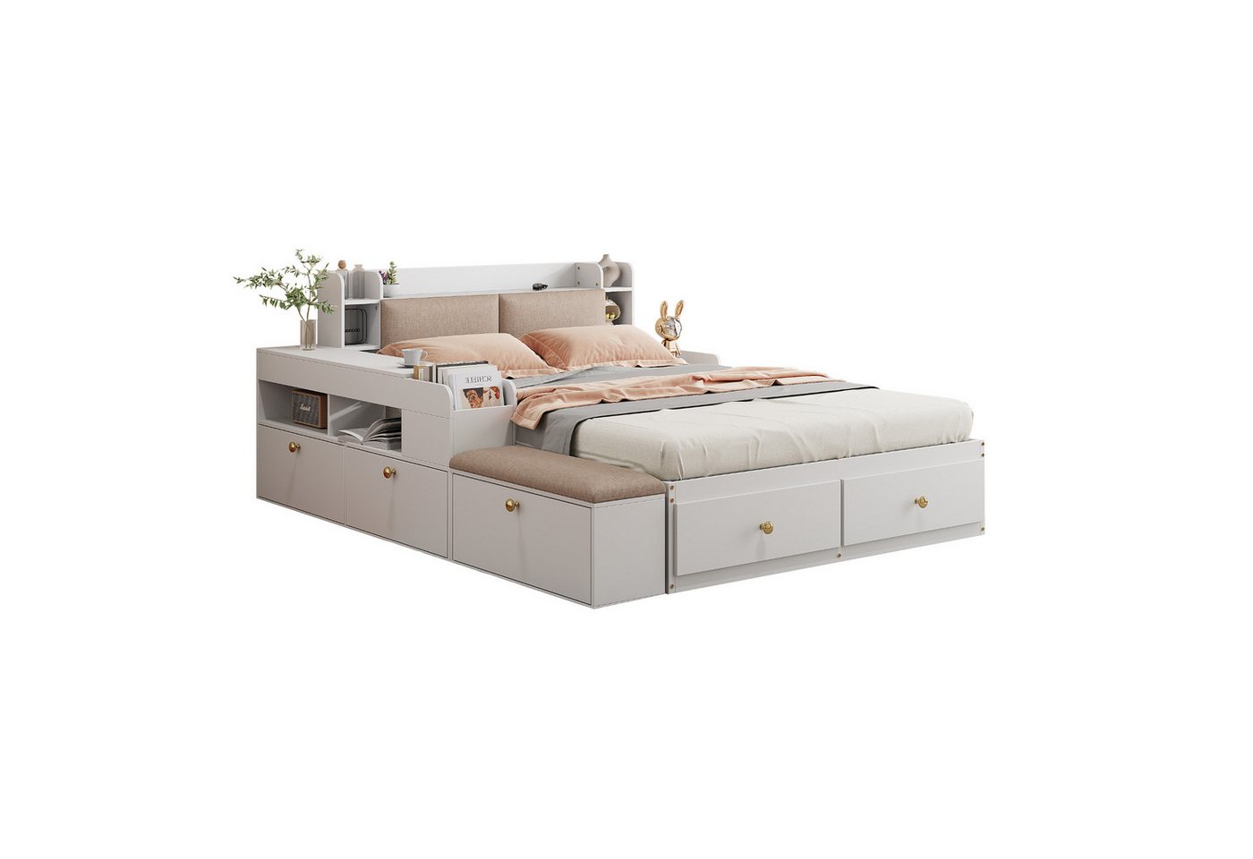 Gotagee Holzbett mit Nachttisch Kombi-Bett Sofabank Doppelbett Stauraumbett Gotagee Holzbett mit Nachttisch Kombi-Bett Sofabank Doppelbett Stauraumbett von Gotagee