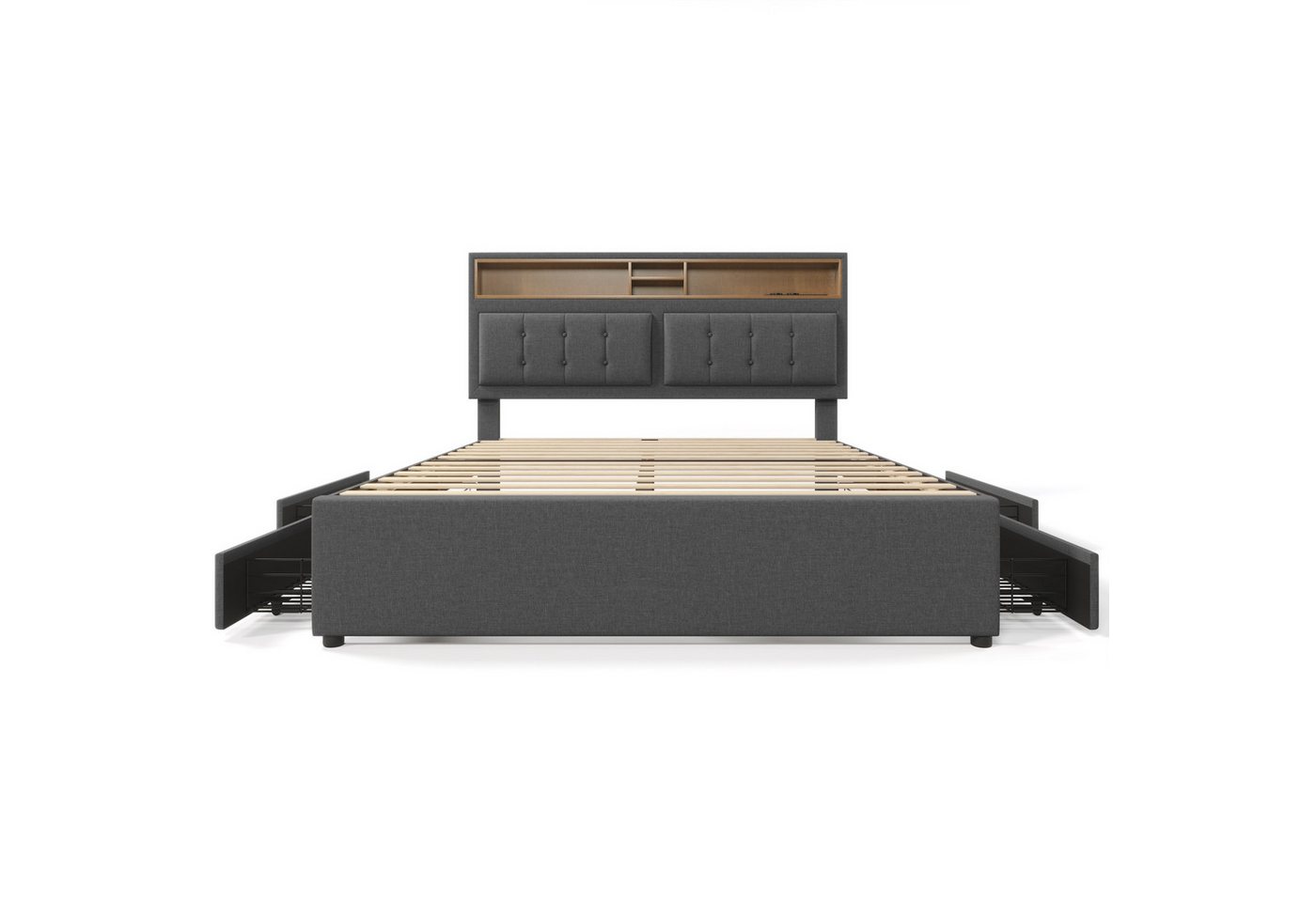 Gotagee Jugendbett Doppelbett Polsterbett Flaches Bett Stauraumbett Multifunktionsbett, mit 4 Schubladen& USB C Steckdose Gotagee Jugendbett Doppelbett Polsterbett Flaches Bett Stauraumbett Multifunktionsbett, mit 4 Schubladen& USB C Steckdose von Gotagee