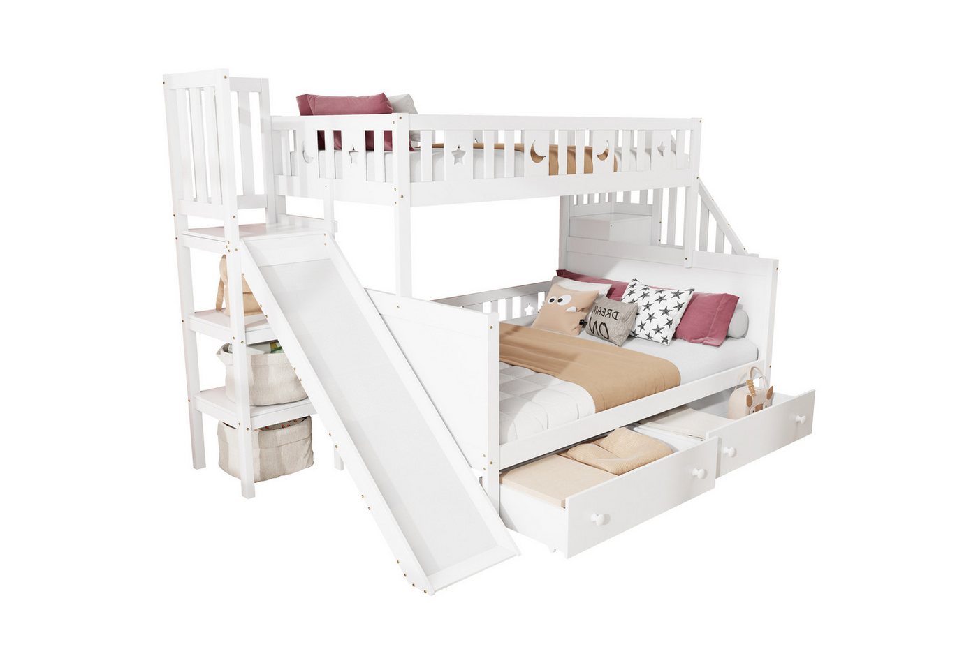 Gotagee Kinderbett Etagenbett 140x200cm Holzbett Jugendbett Gästebett mit Rutsche Weiß Gotagee Kinderbett Etagenbett 140x200cm Holzbett Jugendbett Gästebett mit Rutsche Weiß von Gotagee