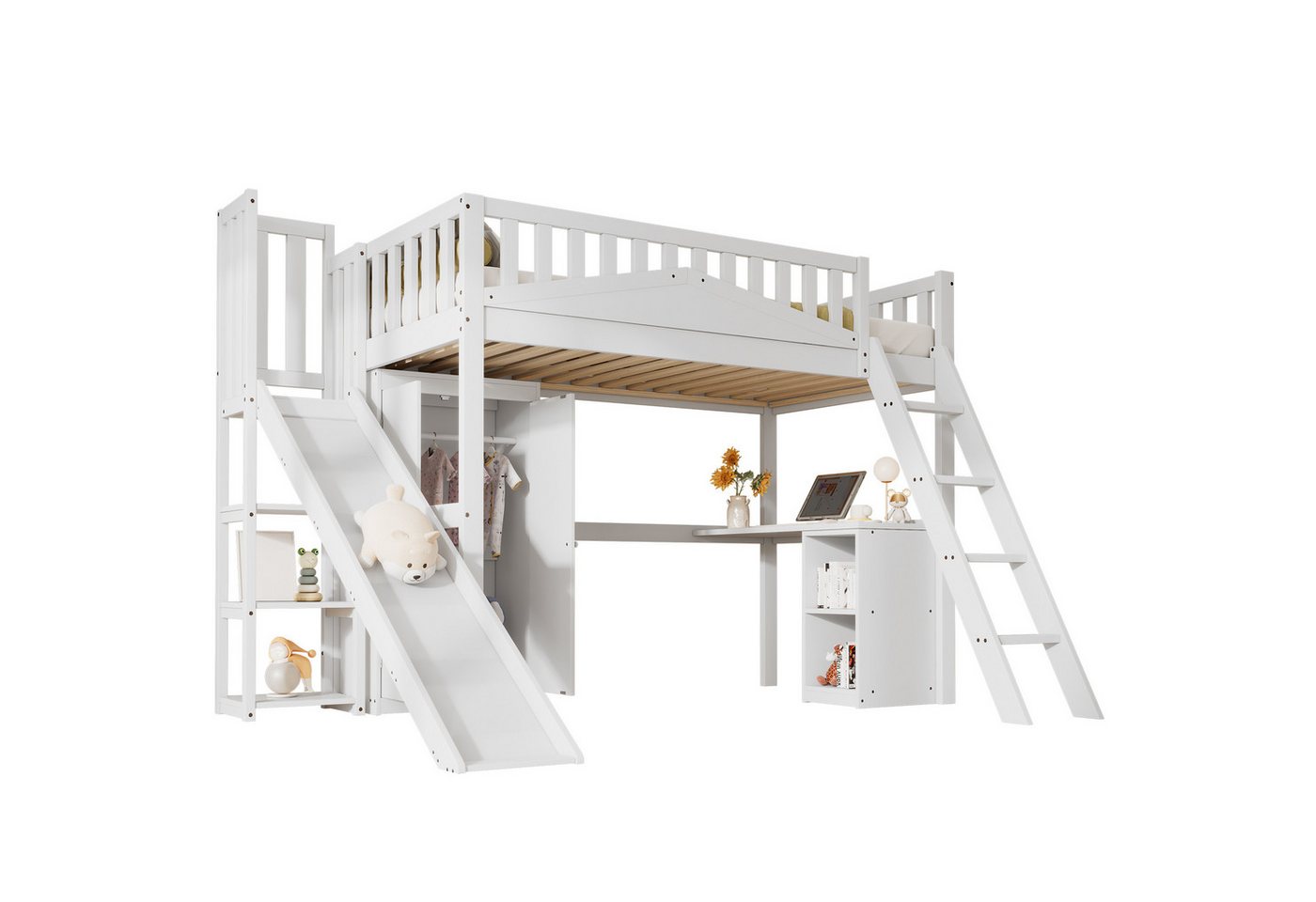 Gotagee Kinderbett Etagenbett mit Kleiderschrank 90x200cm Holzbett Einzelbett Hochbett Gotagee Kinderbett Etagenbett mit Kleiderschrank 90x200cm Holzbett Einzelbett Hochbett von Gotagee