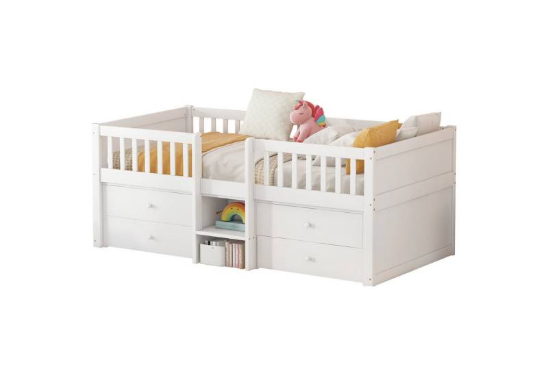 Gotagee Kinderbett Halbhohes Bett Multifunktionsbett Einzelbett Jugendbett 4 Schubladen von Gotagee
