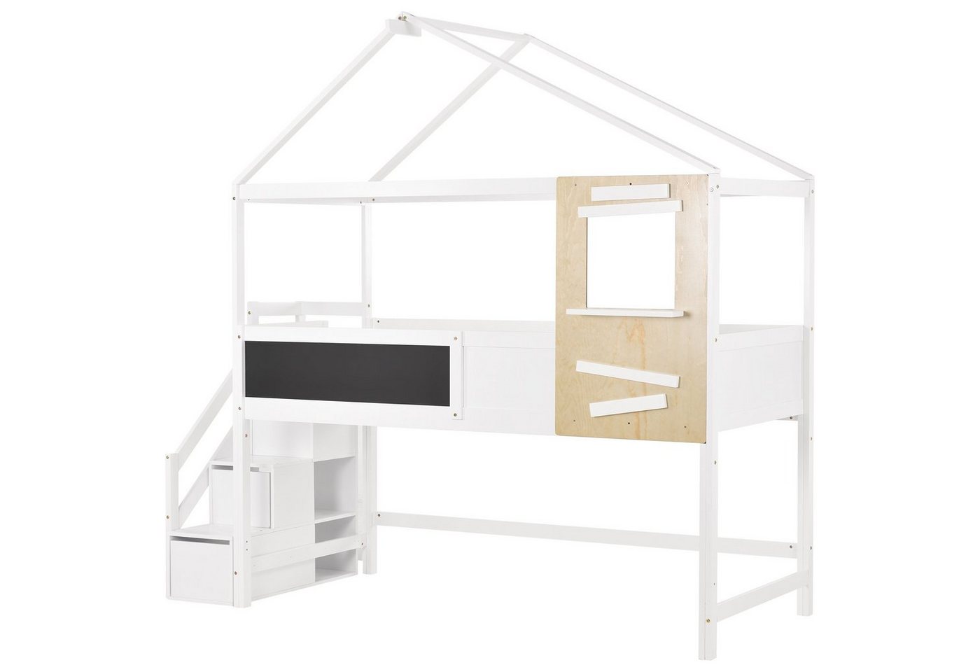 Gotagee Kinderbett Hausbett Kinderbett Treppe mit 3 Schubladen 200x90cm Einzelbett Bett von Gotagee