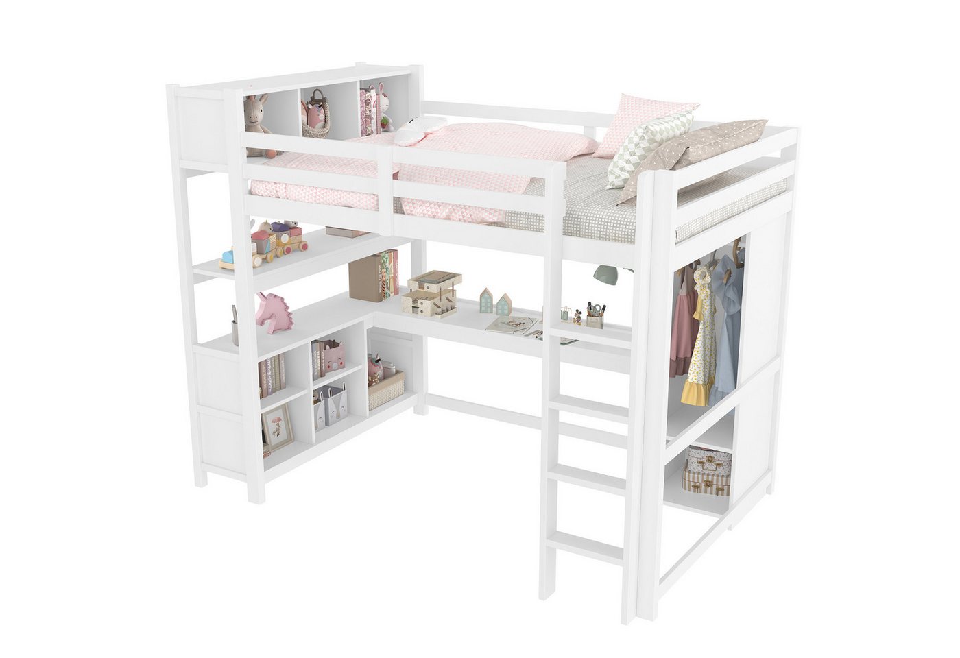 Gotagee Kinderbett Hochbett mit Schreibtisch Jugendbett 140x200cm Einzelbett Bettgestell Gotagee Kinderbett Hochbett mit Schreibtisch Jugendbett 140x200cm Einzelbett Bettgestell von Gotagee