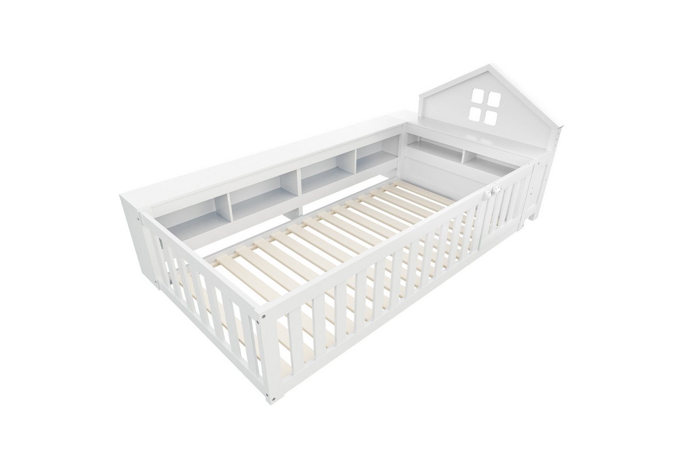 Gotagee Kinderbett Massivholzbett 90x200cm Jugendbett Einzelbett Mit Ablagefach Modern, Sicherheitsgitter und Tür, Rundum-Sicherheitsschutz Gotagee Kinderbett Massivholzbett 90x200cm Jugendbett Einzelbett Mit Ablagefach Modern, Sicherheitsgitter und Tür, Rundum-Sicherheitsschutz von Gotagee