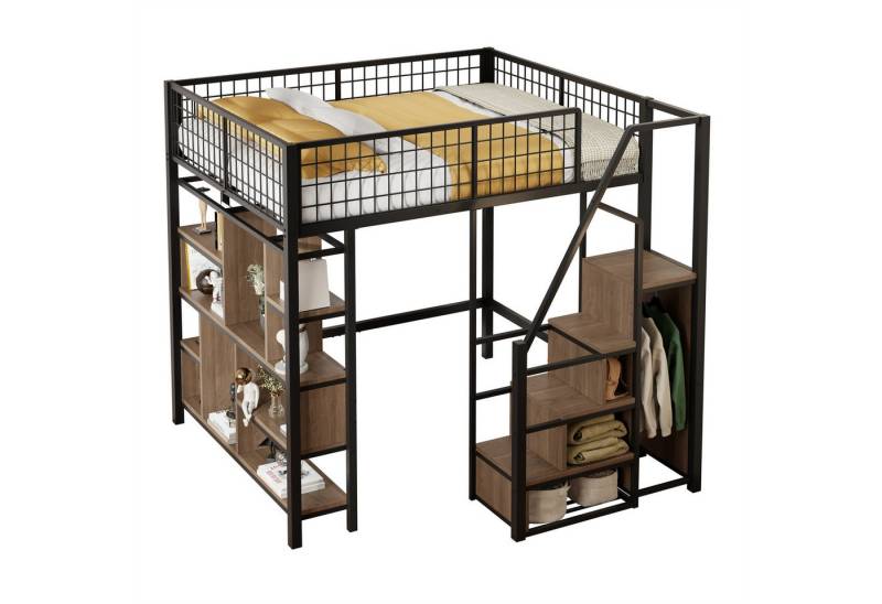 Gotagee Kinderbett Multifunktionales Hochbett 140x200cm Metallbett Gästebett Jugendbett, mit Stauraum, Ablageflächen und Treppe Gotagee Kinderbett Multifunktionales Hochbett 140x200cm Metallbett Gästebett Jugendbett, mit Stauraum, Ablageflächen und Treppe von Gotagee