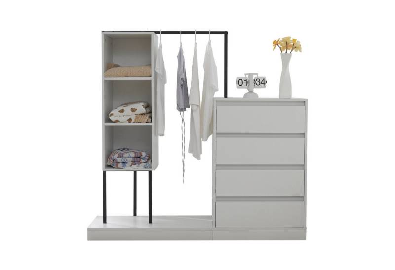 Gotagee Kleiderschrank Sideboard Kleiderstange Schubladenschrank Weiß von Gotagee