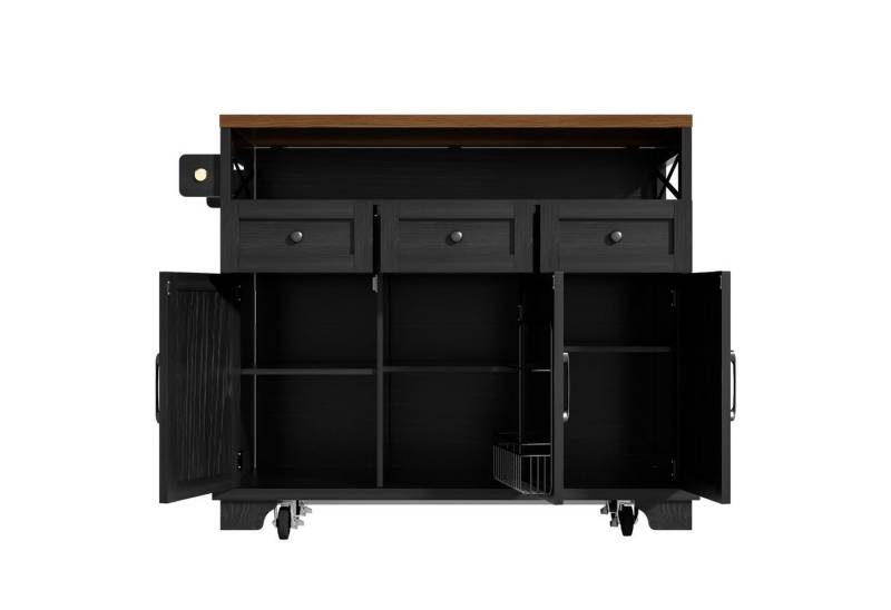 Gotagee Kochinsel Moderne Kücheninsel 118×43-80×98cm Küchenschrank Esszimmerschrank, mit Stauraum, herausnehmbaren Trennwänden, mit Handtuchhalter von Gotagee