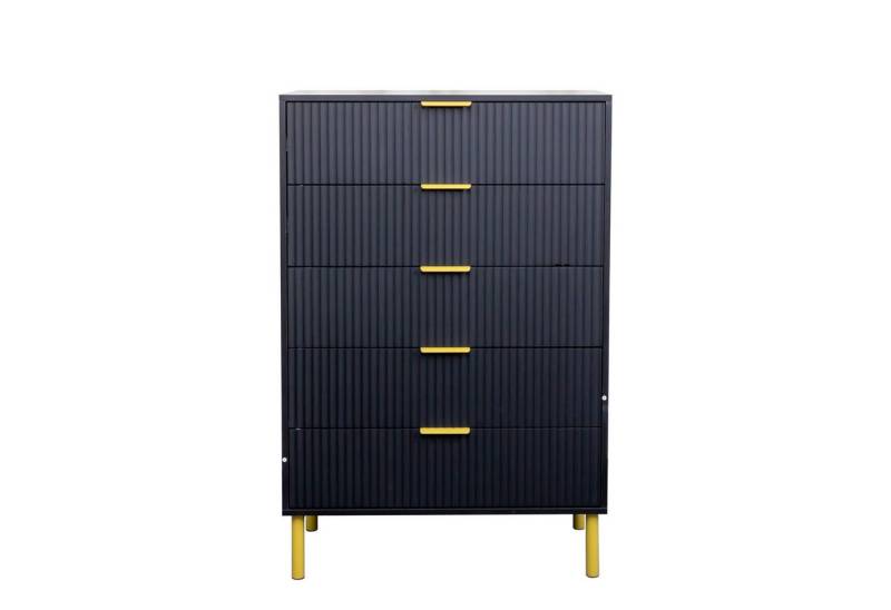 Gotagee Kommode Vertikaler 5-Schubladen Schrank Anrichte Sideboard 80x40x120 cm, Mit Metallfüße,  Dreifache Gleitschiene von Gotagee
