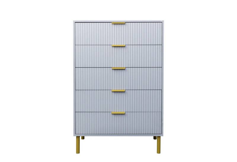 Gotagee Kommode Vertikaler 5-Schubladen Schrank Anrichte Sideboard 80x40x120 cm, Mit Metallfüße,  Dreifache Gleitschiene von Gotagee