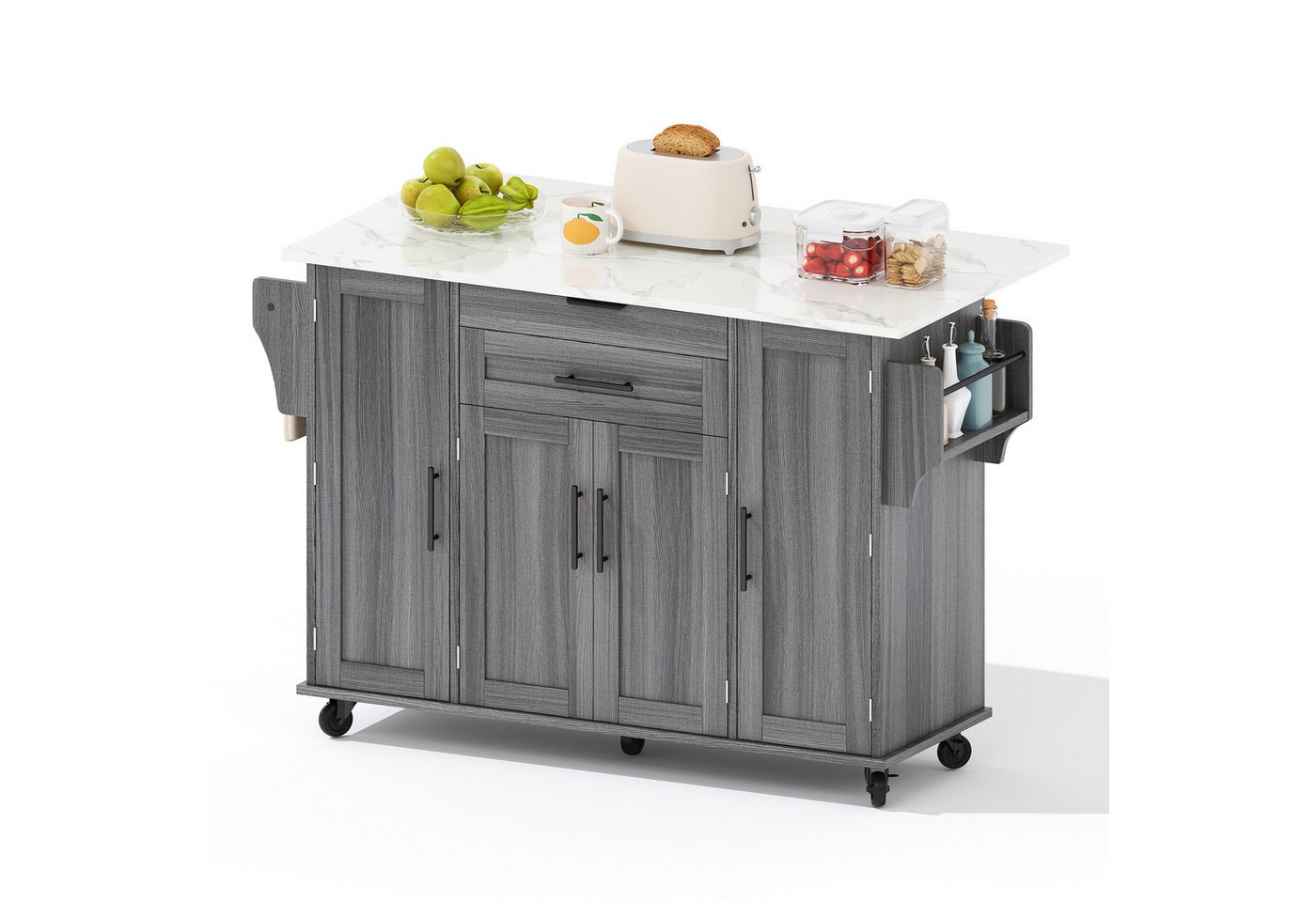 Gotagee Kücheninsel 120cm Speisewagen Küchenwagen mit ausziehbare Arbeitsplatte Anrichte von Gotagee
