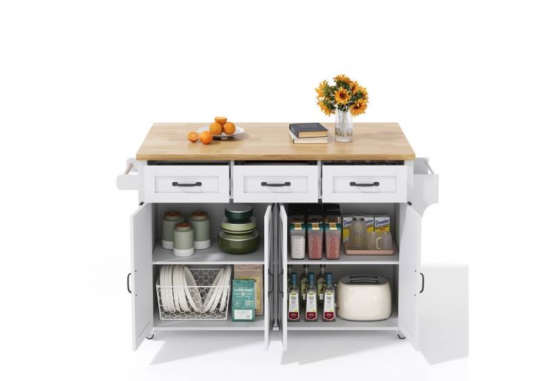 Gotagee Kücheninsel 140cm Speisewagen Küchenwagen mit ausziehbare Arbeitsplatte Anrichte von Gotagee