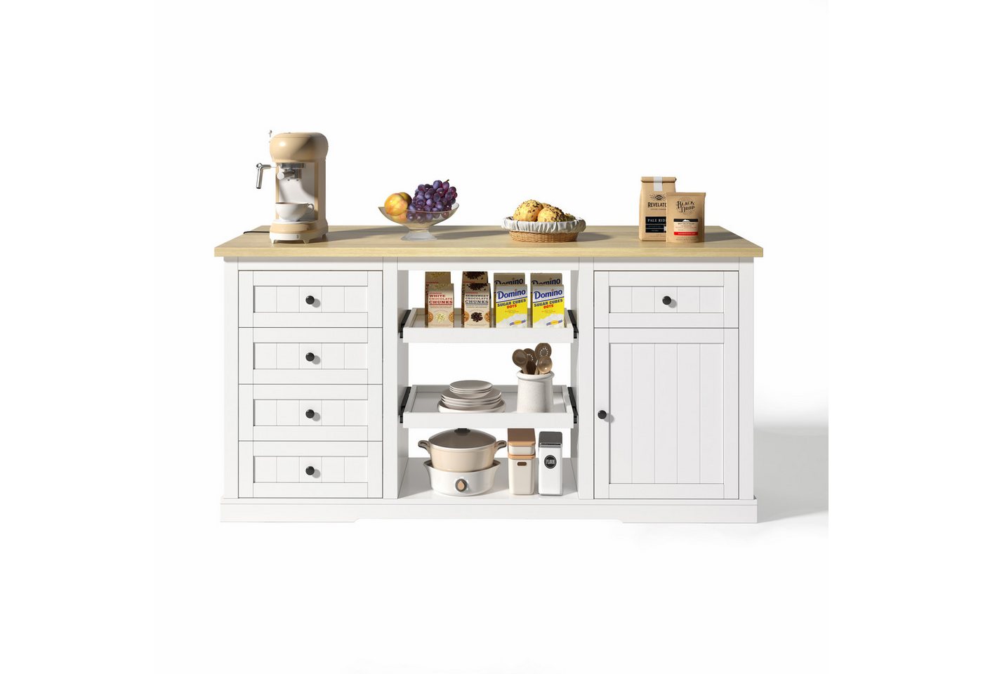 Gotagee Kücheninsel Sideboard Bar-Schrank mit klappbarer Erweiterungsplatte Anrichte Weiß, für Küche, Esszimmer und Wohnzimmer Gotagee Kücheninsel Sideboard Bar-Schrank mit klappbarer Erweiterungsplatte Anrichte Weiß, für Küche, Esszimmer und Wohnzimmer von Gotagee