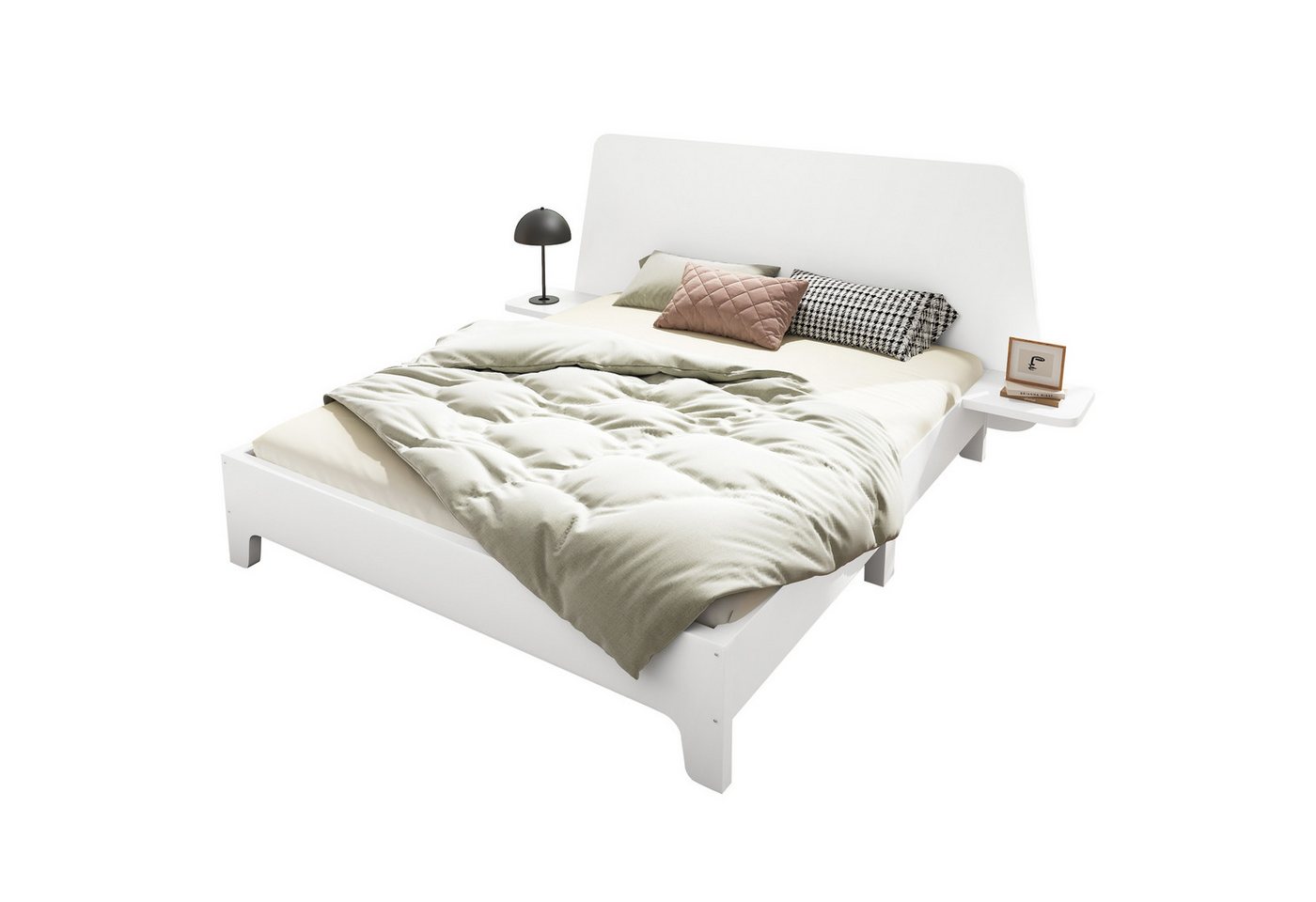 Gotagee Massivholzbett 160x200cm Stauraum-Kopfteil Eiche Hochwertiges Material Mit Matratze, Stauraum-Kopfteil von Gotagee