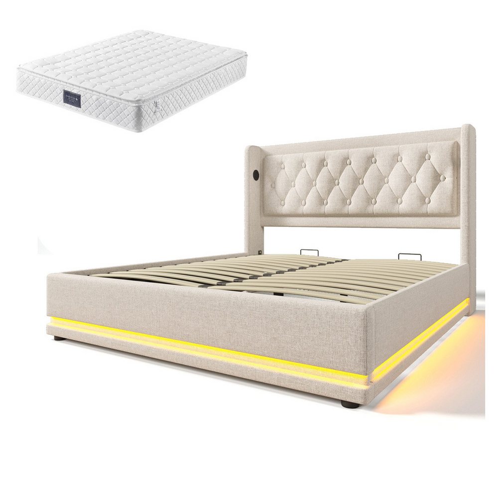 Gotagee Polsterbett 140 x 200 cm Doppelbett Multifunktionsbett Mit Matratze Jugendbett von Gotagee