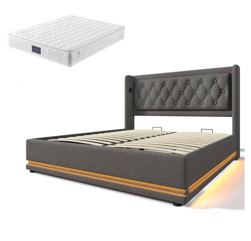Gotagee Polsterbett 140 x 200 cm Doppelbett Multifunktionsbett Mit Matratze Jugendbett von Gotagee