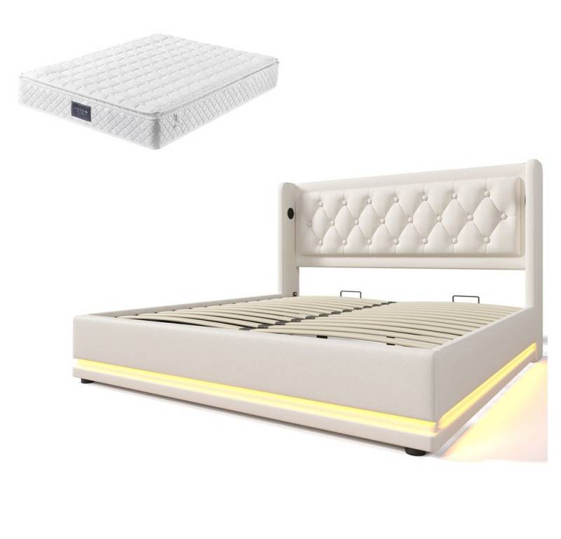 Gotagee Polsterbett 160 x 200 cm Doppelbett Multifunktionsbett Mit Matratze Jugendbett von Gotagee