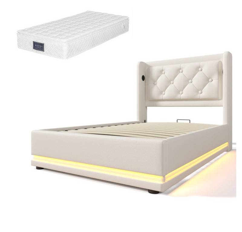 Gotagee Polsterbett 90 x 200 cm Einzelbett Multifunktionsbett Mit Matratze Jugendbett von Gotagee