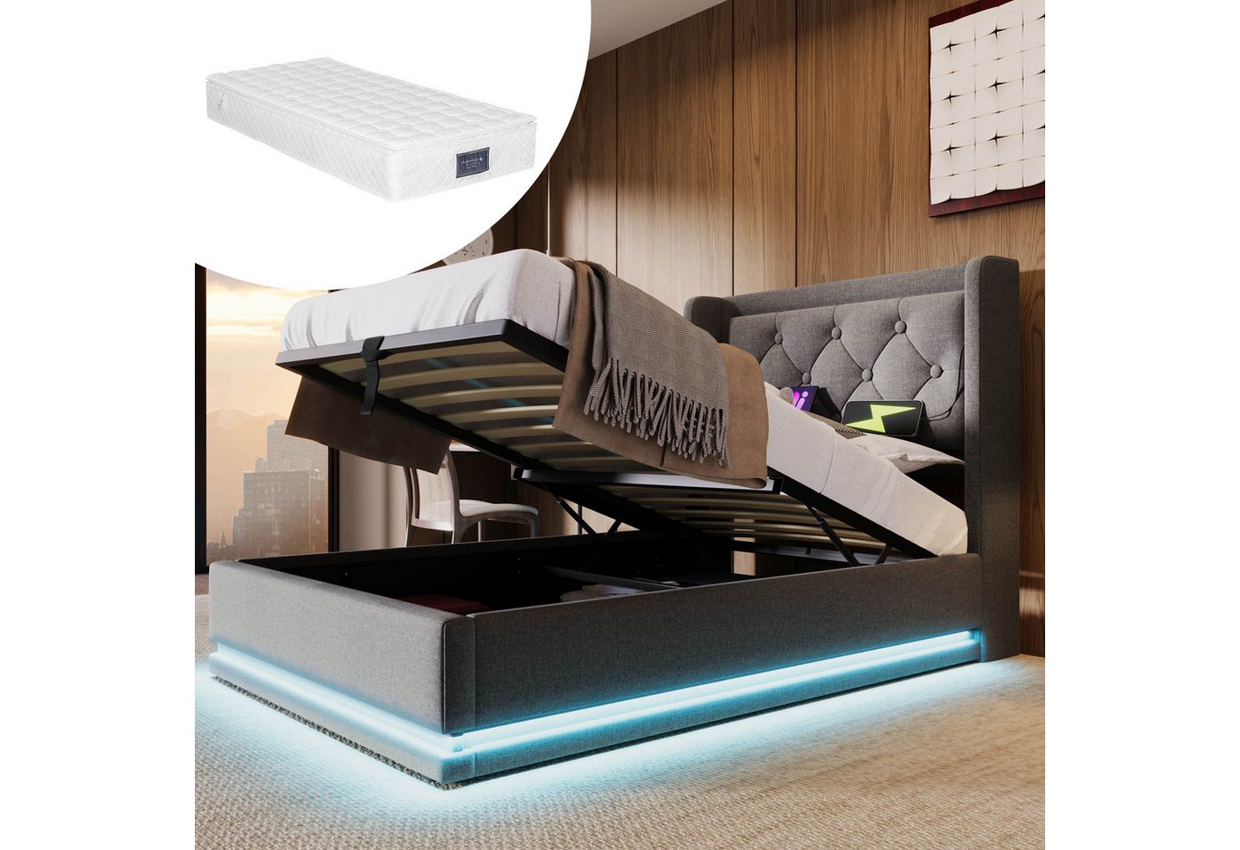Gotagee Polsterbett 90 x 200 cm Einzelbett Multifunktionsbett Mit Matratze Jugendbett Gotagee Polsterbett 90 x 200 cm Einzelbett Multifunktionsbett Mit Matratze Jugendbett von Gotagee