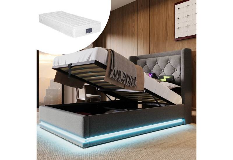 Gotagee Polsterbett 90 x 200 cm Einzelbett Multifunktionsbett Mit Matratze Jugendbett von Gotagee