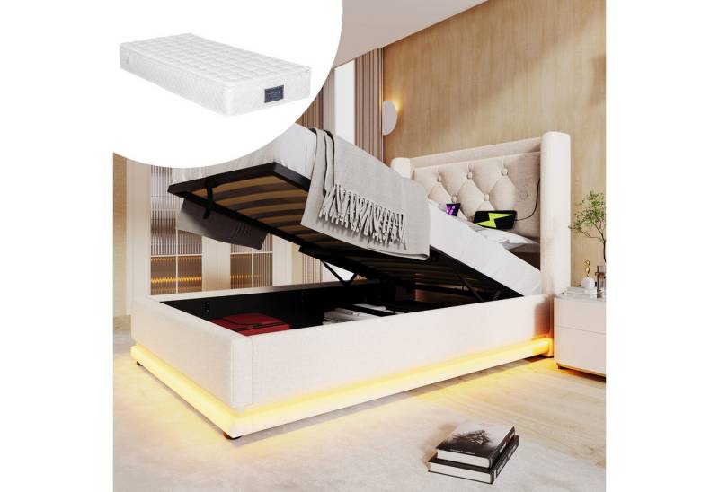 Gotagee Polsterbett 90 x 200 cm Einzelbett Multifunktionsbett Mit Matratze Jugendbett von Gotagee