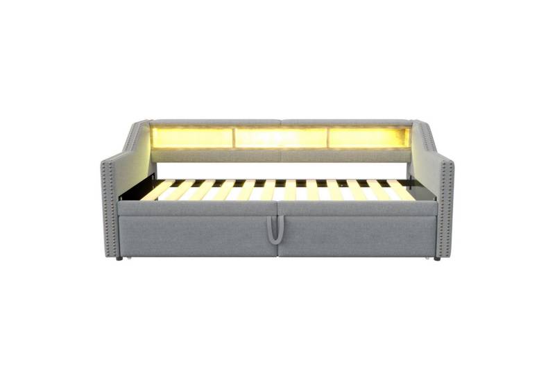 Gotagee Polsterbett Ausziehbares Schlafsofa 90/180 x 200 cm Multifunktionales Staufach, Mit Lattenrost,LED-Licht und USB-Buchse von Gotagee