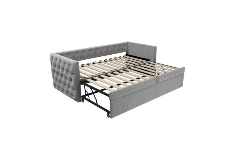 Gotagee Polsterbett Ausziehbares Schlafsofa 90x200cm Gästebett Jugendbett Samt Einzelbett, Klassische Vollform mit Knöpfen von Gotagee