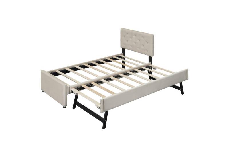 Gotagee Polsterbett Bett mit Lattenrost Bett mit Rollcontainer Samt von Gotagee