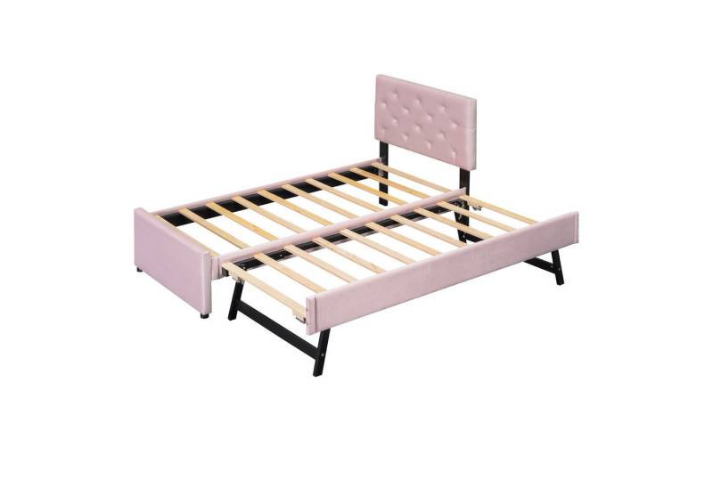 Gotagee Polsterbett Bett mit Lattenrost Bett mit Rollcontainer Samt von Gotagee