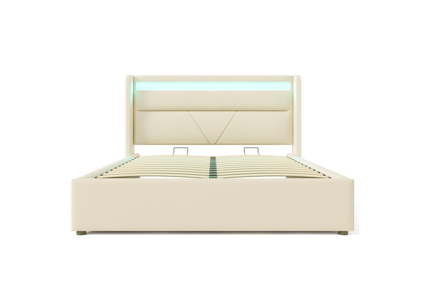 Gotagee Polsterbett Doppelbett Jugendbett Flaches Bett Hydraulisch LED+Stauraum Weiß/Grau, Mit Fernbedienung Gotagee Polsterbett Doppelbett Jugendbett Flaches Bett Hydraulisch LED+Stauraum Weiß/Grau, Mit Fernbedienung von Gotagee