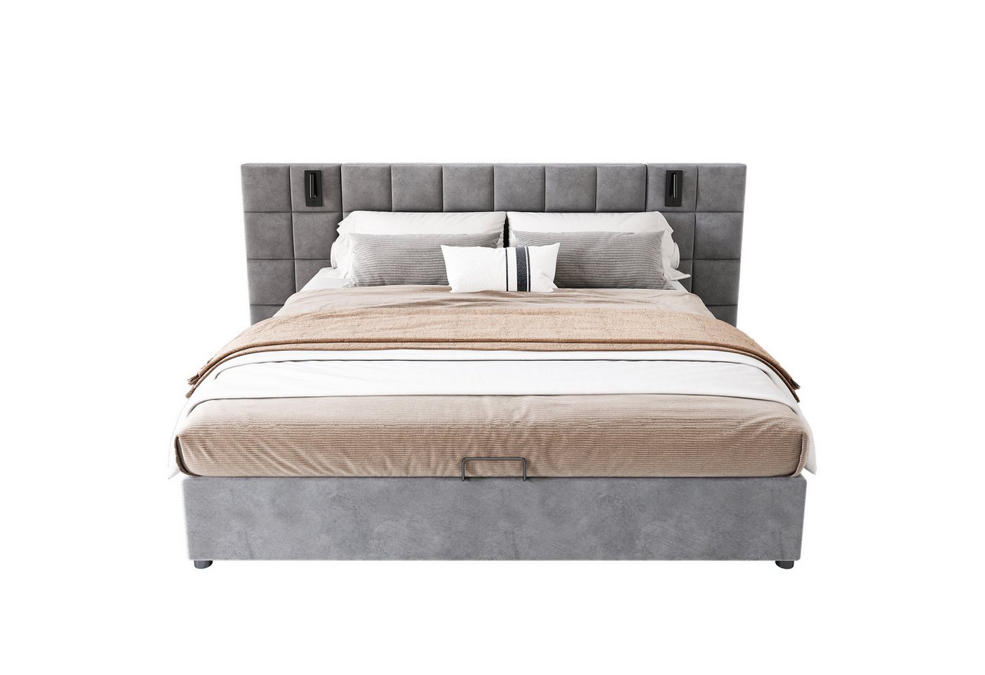 Gotagee Polsterbett Doppelbett Stauraumbett 180x200cm Jugendbett mit LED Leinen Gästebett, Breites und Schaumstoffgefülltes Kopfteil Gotagee Polsterbett Doppelbett Stauraumbett 180x200cm Jugendbett mit LED Leinen Gästebett, Breites und Schaumstoffgefülltes Kopfteil von Gotagee