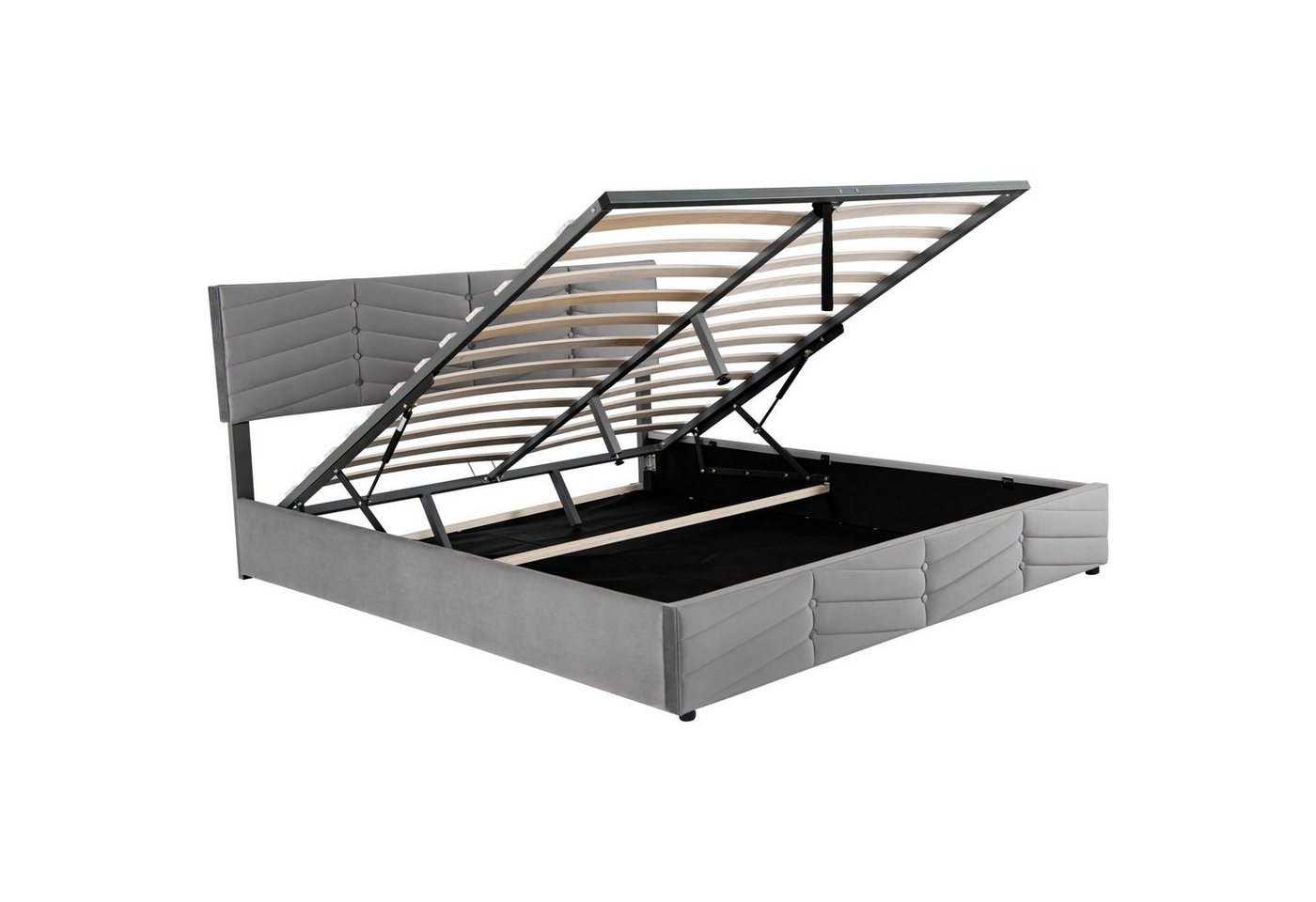 Gotagee Polsterbett Doppelbett hydraulisches Funktionsbett Samt Streifen-Stil 160 x 200cm von Gotagee