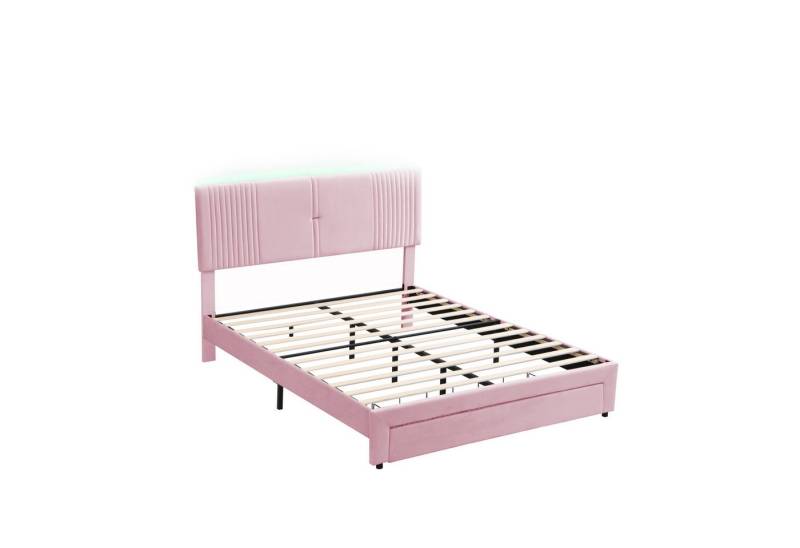 Gotagee Polsterbett Doppelbett mit LED und USB Jugendbett Erwachsenenbett Samt Gästebett von Gotagee