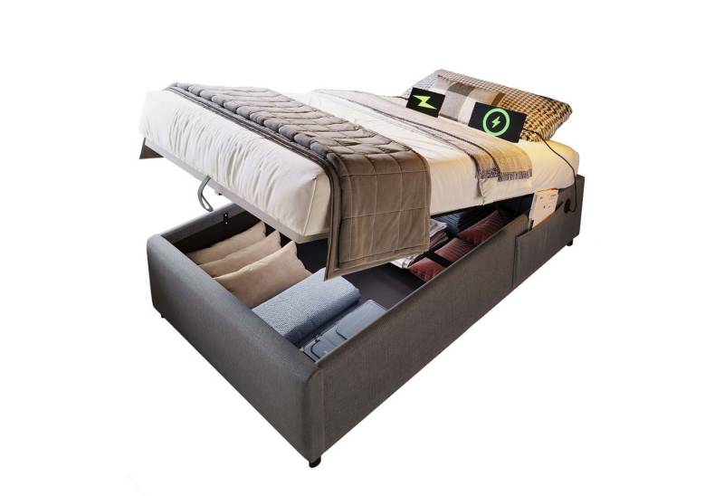 Gotagee Polsterbett Einzelbett 90 x 200 cm gepolsterter Bettrahmen mit USB-C Anschluss, USB/Typ-C-Ladefähigkeit Gotagee Polsterbett Einzelbett 90 x 200 cm gepolsterter Bettrahmen mit USB-C Anschluss, USB/Typ-C-Ladefähigkeit von Gotagee