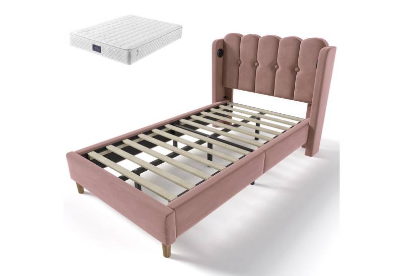 Gotagee Polsterbett Einzelbett mit USB Typ C Ladefunktion 90x200 cm Jugendbett Samt Gotagee Polsterbett Einzelbett mit USB Typ C Ladefunktion 90x200 cm Jugendbett Samt von Gotagee