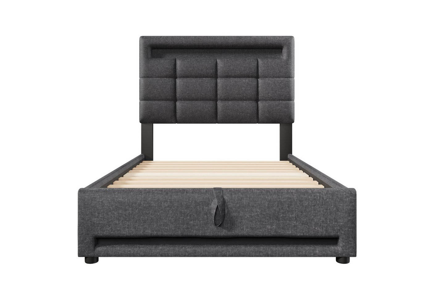 Gotagee Polsterbett Erwachsenenbett 90x200cm Einzelbett Gästebett Jugendbett Bettwäsche, Mit LED-Leuchten hydraulische Lagerung Mit USB-Buchse. von Gotagee