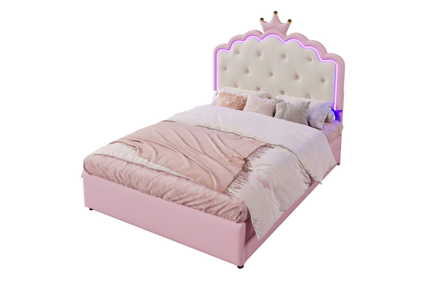 Gotagee Polsterbett Gästebett 140x200cm Jugendbett mit Ausziehbett Kinderbett Stauraumbett, Kronprinzessinnenform Gotagee Polsterbett Gästebett 140x200cm Jugendbett mit Ausziehbett Kinderbett Stauraumbett, Kronprinzessinnenform von Gotagee