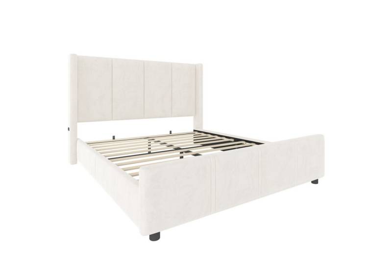 Gotagee Polsterbett Jugendbett Doppelbett Kinderbett Stilvoller Gästebett mit Ladefunktion, USB-Anschluss Eisenrahmen und Holzkombination Gotagee Polsterbett Jugendbett Doppelbett Kinderbett Stilvoller Gästebett mit Ladefunktion, USB-Anschluss Eisenrahmen und Holzkombination von Gotagee