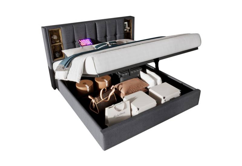 Gotagee Polsterbett Jugendbett Doppelbett Multifunktionsbett flaches Bett 160 x 200 cm, Mit Matratze von Gotagee