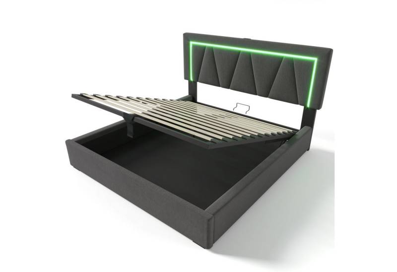 Gotagee Polsterbett Jugendbett Multifunktionsbett Mit LED-Licht 140x200 cm flaches Bett von Gotagee