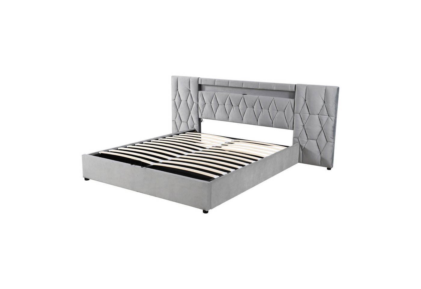 Gotagee Polsterbett Kinderbett Samt mit USB-Steckdose Jugendbett Bett Flachbett 180x200cm, Samtbett mit LED und USB-Steckdose Gotagee Polsterbett Kinderbett Samt mit USB-Steckdose Jugendbett Bett Flachbett 180x200cm, Samtbett mit LED und USB-Steckdose von Gotagee