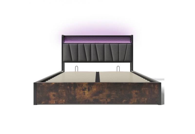 Gotagee Polsterbett Metallbett Doppelbett Multifunktionsbett Jugendbett flaches Bett, LED App-Control, USB Ladefunktion von Gotagee