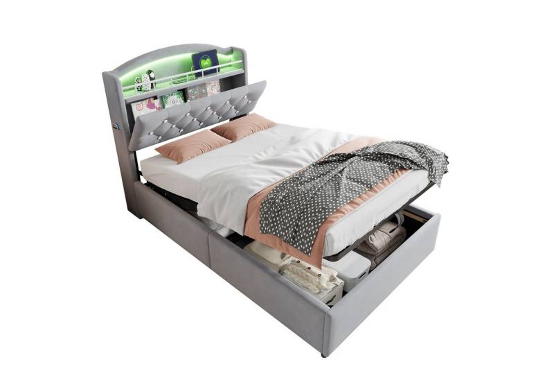 Gotagee Polsterbett Multifunktionsbett 90x200cm Gästebett Jugendbett Kinderbett Einzelbett, Samt Einzelbett Multifunktionsbett mit Stauraum von Gotagee