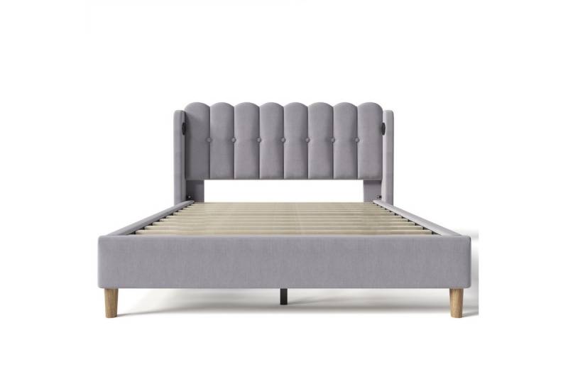Gotagee Polsterbett Doppelbett Gästezimmer Bett Jugendbett Multifunktionsbett flaches Bett, USB Typ C Ladefunktion von Gotagee